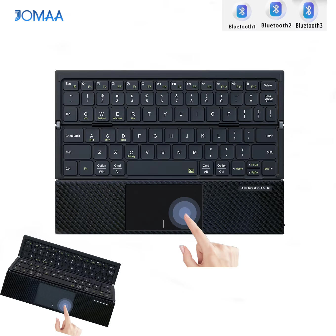 Gaming Keyboard Mobile - Tastiera Bluetooth pieghevole con touchpad, sincronizzazione