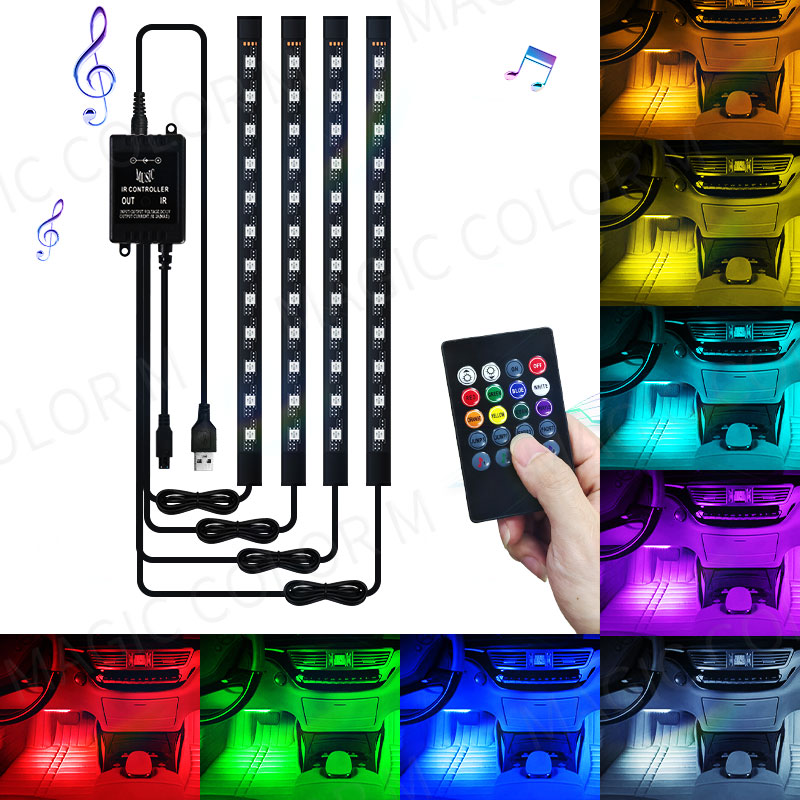 Rgb Underglow Strip - 48/72 Led Auto Piede Luce Ambientale