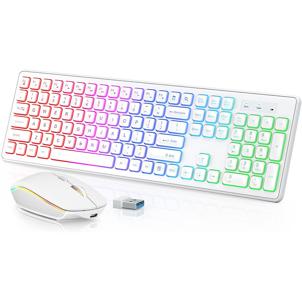 Gaming Keyboard Extension - Tastiera e mouse wireless retroilluminati, tasti